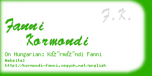 fanni kormondi business card